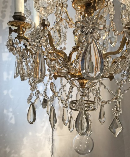 Lustre en cristal et bronze doré, vers 1850 - Luminaires Style 