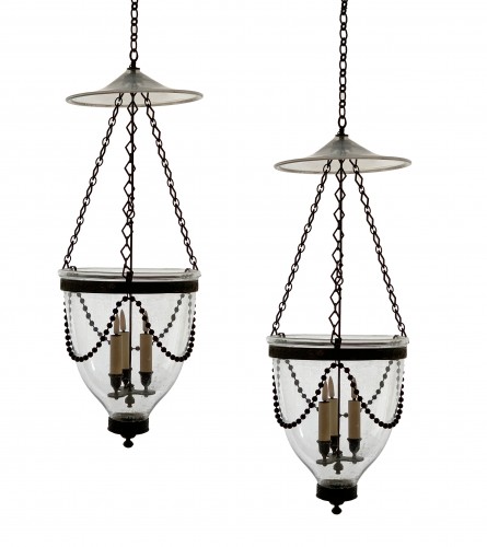 Paire de lanternes cloches et leur fumivore d'époque néoclassique