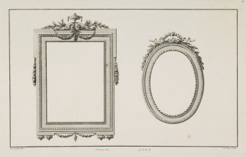 XVIIIe siècle - Grand miroir en bois doré d'époque Louis XVI (H.180 cm)