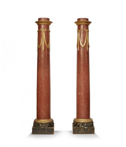 Paire de colonnes peintes, Italie 19e siècle - Galerie PLA