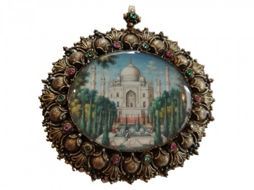 Miniature aquarelle Taj Mahal 19e siècle