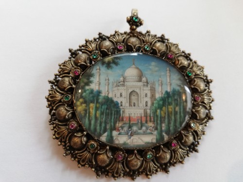 Objets de Vitrine Miniatures - Miniature aquarelle Taj Mahal 19e siècle