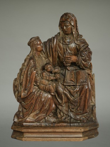 Vierge à l'Enfant avec Sainte Anne - Selbdritt vers 1520 - Sculpture Style Renaissance