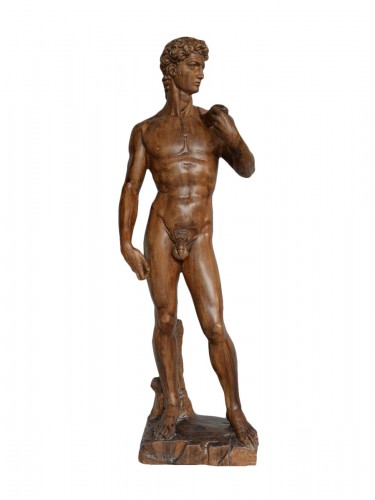 David de Florence, bois de noyer sculpté vers 1900