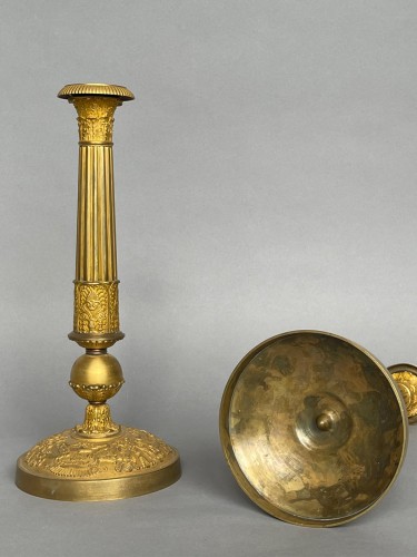 Luminaires Bougeoirs et Chandeliers - Paire de bougeoirs Empire vers 1800-1820