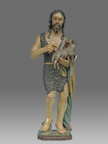 Saint Jean avec l'agneau de dieu, Italie du nord Vers 1520-40 - Sculpture Style Moyen Âge