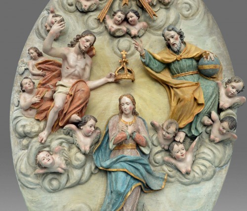 Sculpture Sculpture en Bois - Couronnement de la Vierge Marie