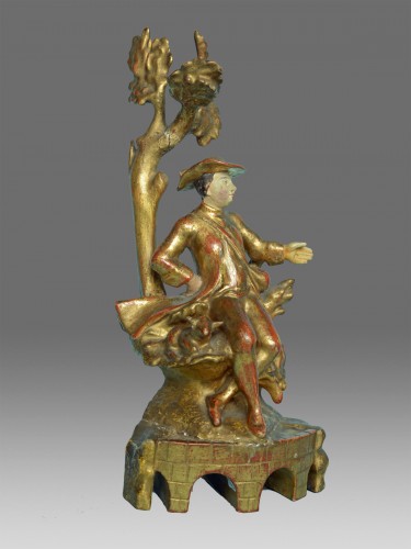 Sculpture Sculpture en Bois - Paire de sculptures en bois polychrome XVIIIe siècle