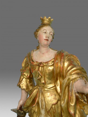 Sainte Catherine vers 1770 Atelier de Christian Jorhan - Sculpture Style Louis XVI