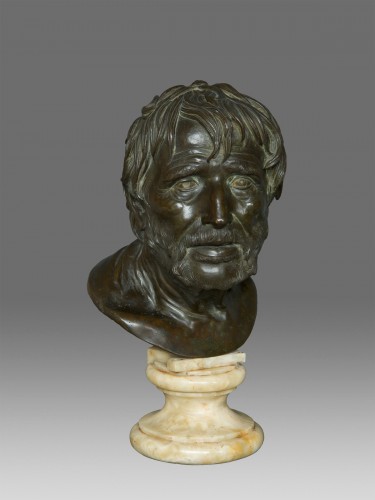Buste en bronze de Sénèque Seneca Naples XIXe siécle - Sculpture Style Napoléon III