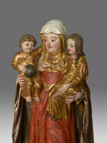 Vierge a l'enfant avec Sainte Anne vers 1680 - Sculpture Style Louis XVI