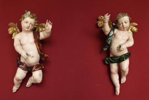 Antiquités - Sculpture anges baroques vers 1740-60