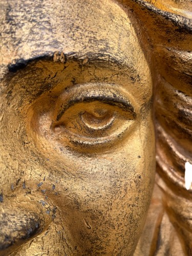 Sculpture  - Paire de masques en plomb doré, France XIXe siècle