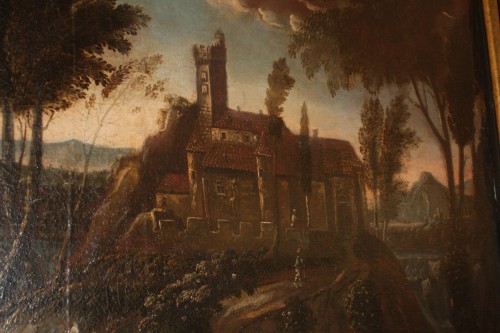 Paysage avec château, époque Louis XIV - Tableaux et dessins Style 