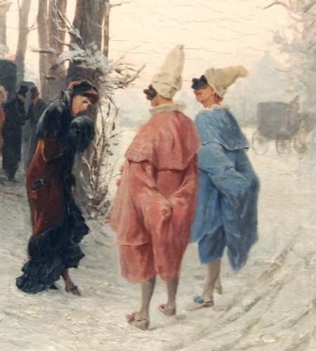 Tableaux et dessins Tableaux XIXe siècle - Bal masqué hivernal - Alessandro BALDUINO (1844 - 1891)