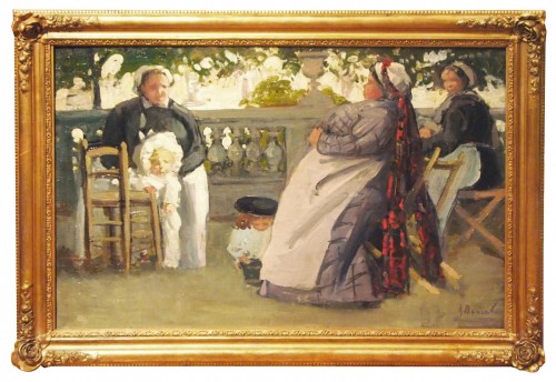 Alice DANNENBERG (1861-1948) - Les nounous au jardin du Luxembourg ou des Tuileries - Galerie Saint Martin