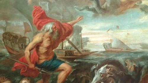 Tableaux et dessins Tableaux XVIIe siècle - Quos Ego Neptune calmant les flots, époque 17e, copie d'atelier d 'après Rubens
