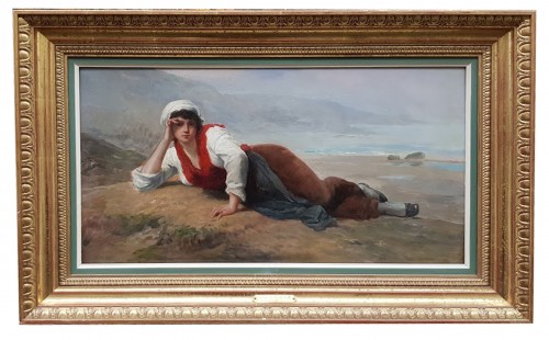 Bretonne allongée devant la mer - François FEYEN-PERRIN (1826-1888)