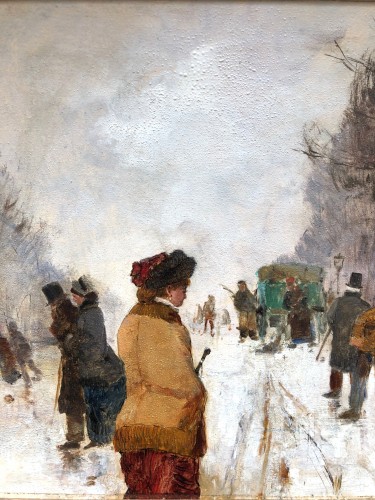 Paris , sous la neige - Etienne Maxime VALLEE (1853-1881) - Tableaux et dessins Style 