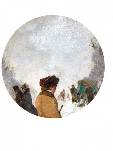Tableaux et dessins  - Paris , sous la neige - Etienne Maxime VALLEE (1853-1881)