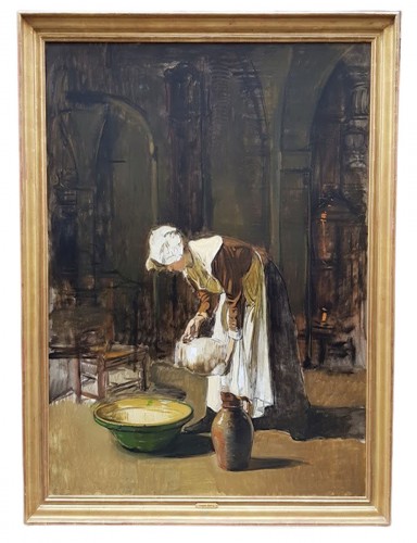 La laitière - Joseph Bail (1862-1921)  - Tableaux et dessins Style 
