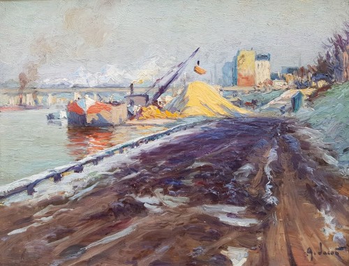Péniche au bord de Seine - Alexandre JACOB (1876-1972)