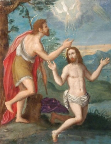Tableaux et dessins Tableaux XVIIIe siècle - Le Baptême et la Descente de croix du Christ