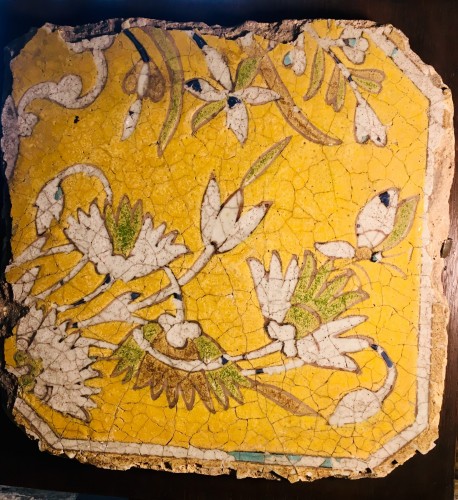 Carreau aux fleurs de lotus - Céramiques, Porcelaines Style 