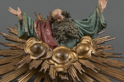 Sculpture Sculpture en Terre cuite - Dieu le Père, terre cuite polychrome, bois et verre incrusté - Naples fin du XVIIIe