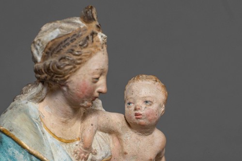 Vierge à l'Enfant en terre cuite - Cercle de Charles Hoyau, Le Mans, XVIIe siècle - Galerie Sismann