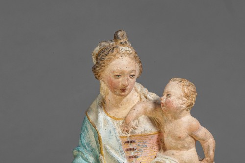 XVIIe siècle - Vierge à l'Enfant en terre cuite - Cercle de Charles Hoyau, Le Mans, XVIIe siècle