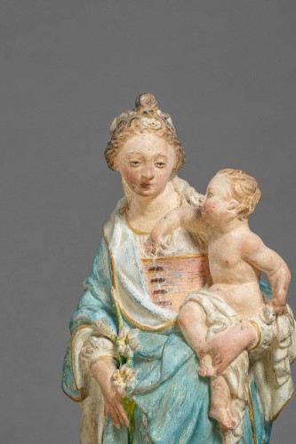 Vierge à l'Enfant en terre cuite - Cercle de Charles Hoyau, Le Mans, XVIIe siècle - Louis XIV