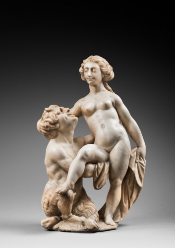 Nymphe et satyre d'après une gravure de G. Bonasone (1510-1576) - Sculpture Style Louis XIV