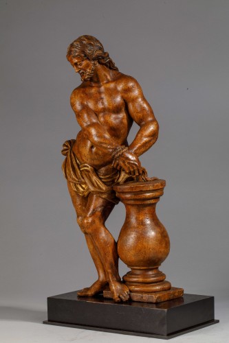 Sculpture Sculpture en Bois - Christ à la colonne en bois fruitier - Italie (Naples ?), XVIIe siècle