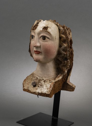 Tête féminine Gothique - Rhin, seconde moitié du XIIIe siècle - Sculpture Style Moyen Âge