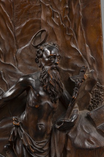 Sculpture Sculpture en Bois - D'après Cornelis Cort - Saint Jérôme pénitent, Flandres fin XVIe début XVIIe