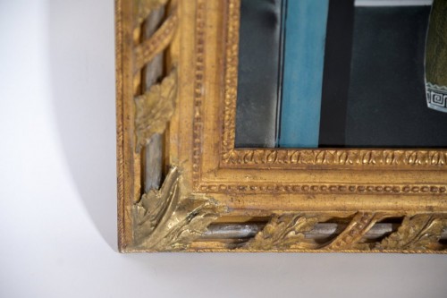 Peinture chinoise sous verre sur fond de miroir - 