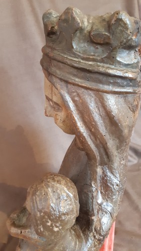 Vierge à l'enfant en bois sculpté polychrome du XVe siècle - Moyen Âge
