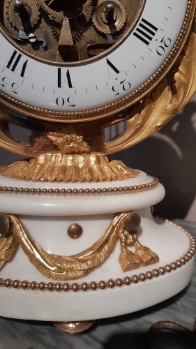 Pendule " lyre" Louis XVI en bronze doré et marbre - Sylvain Rochas