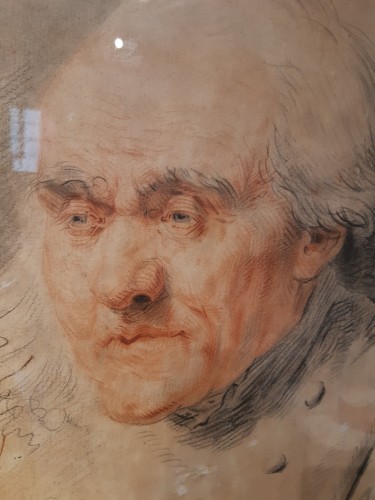 Dessin " tête de vieillard" signé E M Blondel 1789 - Tableaux et dessins Style Louis XVI