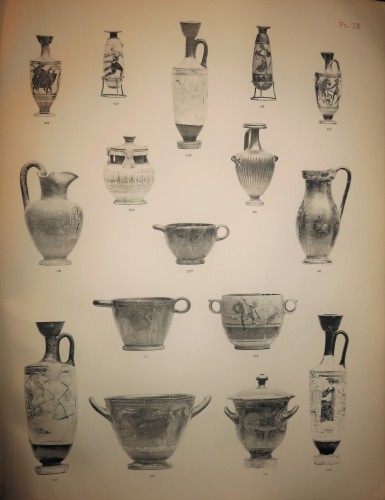 Antiquités - Lécythe attique à figures noires et à fond blanc attribué au Groupe de Brussels 1311.