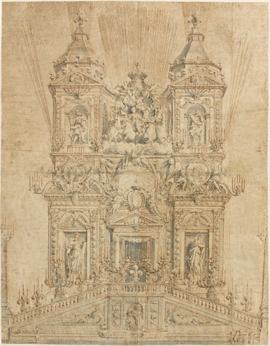 Simone Felice DELINO (1655-1697) - Projet pour la Trinité des Monts. dessin