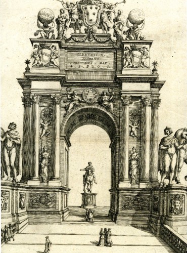 Tableaux et dessins Dessin, Aquarelle & Pastel - Carlo RAINALDI (Rome, 1611 – 1691) - Projet de l’arc de triomphe de Clément IX.dessin