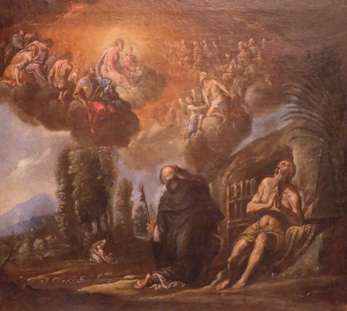 Francesco Maffei (Vicenza 1605 - Padova 1660) Att. - Les saints Antoine et Paul Ermite