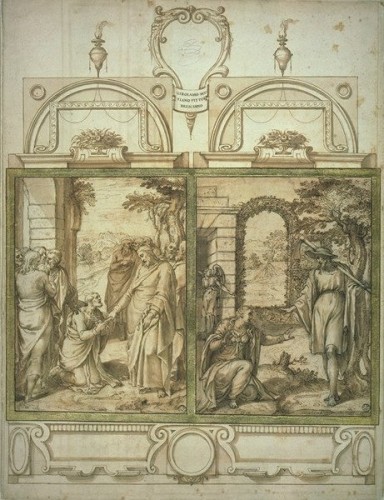 Girolamo MUZIANO (Brescia, 1532 – Rome, 1592)-  La Remise des clefs à saint Pierre - Galerie Tarantino