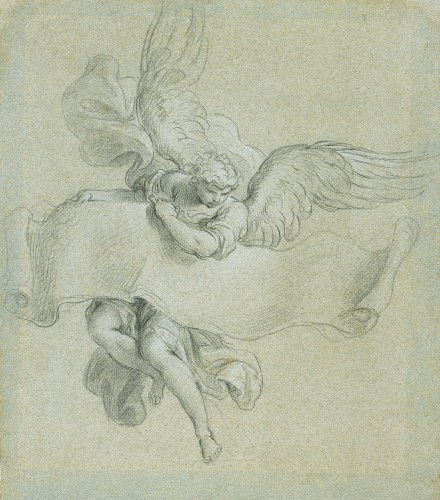 Stefano POZZI (Rome, 1699 - 1768) - Ange portant un phylactère, 1746