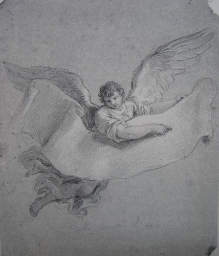 Stefano POZZI (Rome, 1699 - 1768) - Ange portant un phylactère, 1746 - Galerie Tarantino