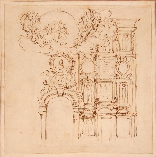 Giovanni Francesco GRIMALDI (1606 – 1680) - Projet de décor intérieur de palais romain - Louis XIV