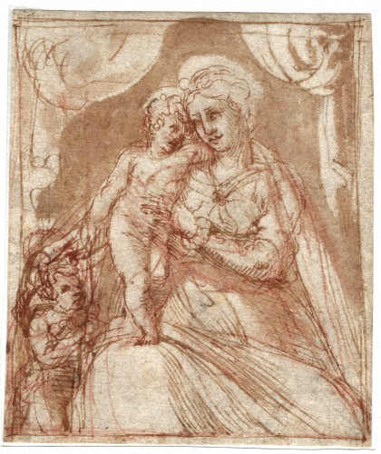 École Italienne du deuxième quart du XVIe siècle - La Vierge à l’Enfant avec saint Jean-Ba