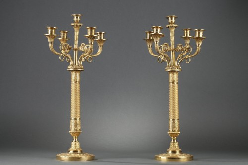 Paire de candélabres bronze doré Premier Empire - Empire
